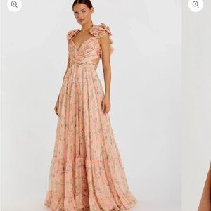 Mac Duggal Blush Floral Maxi Dress
